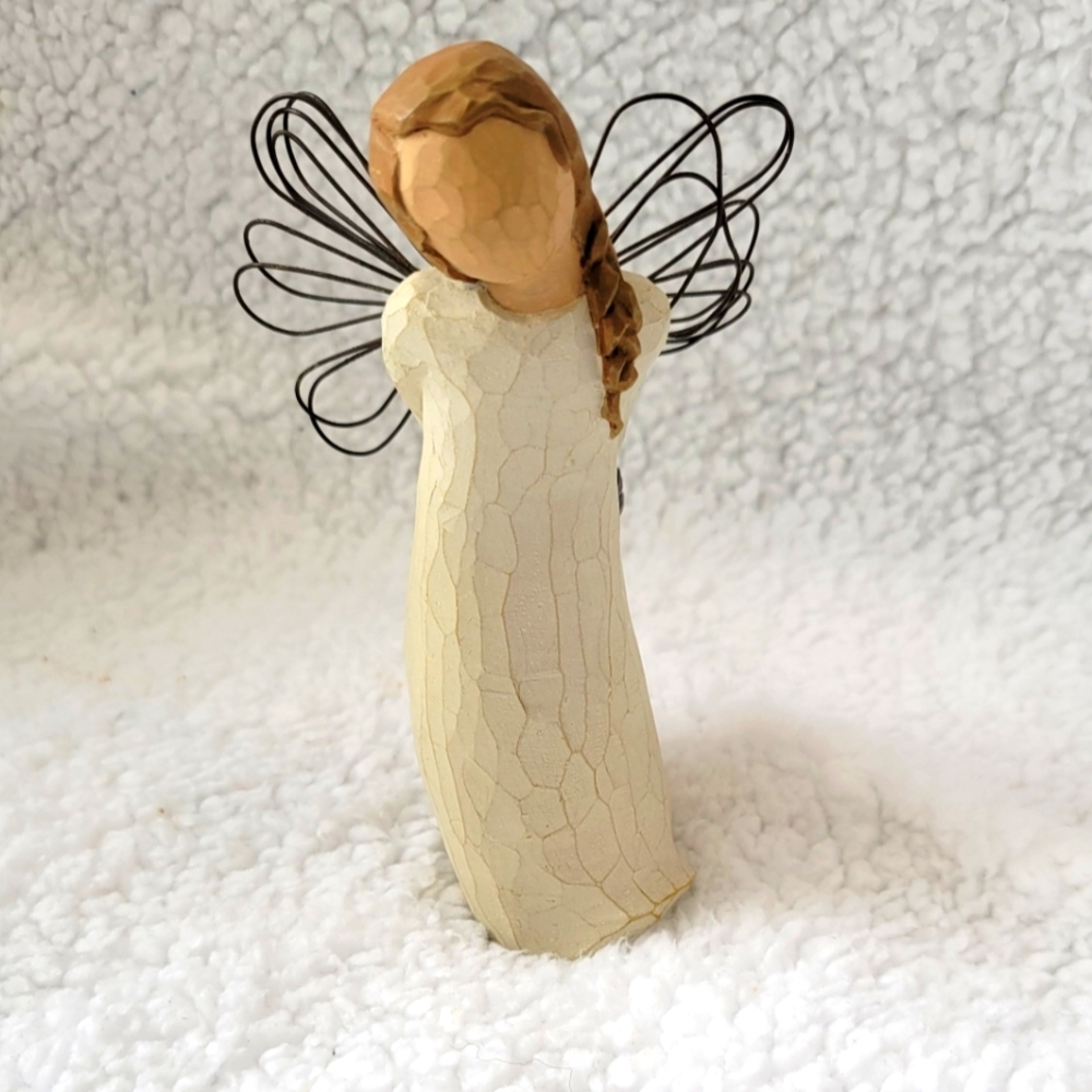 Willow tree female angel Thank You with purple flowers
